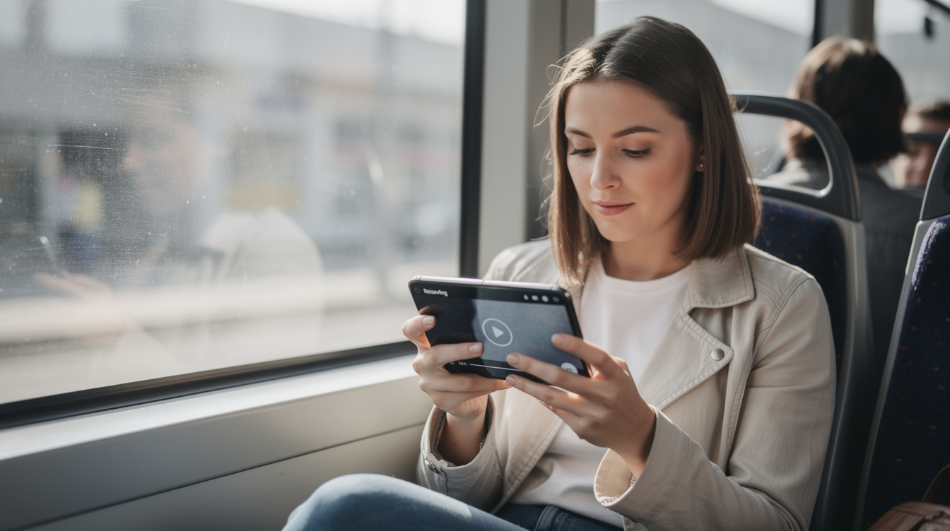 Person using a smartphone to browse media content