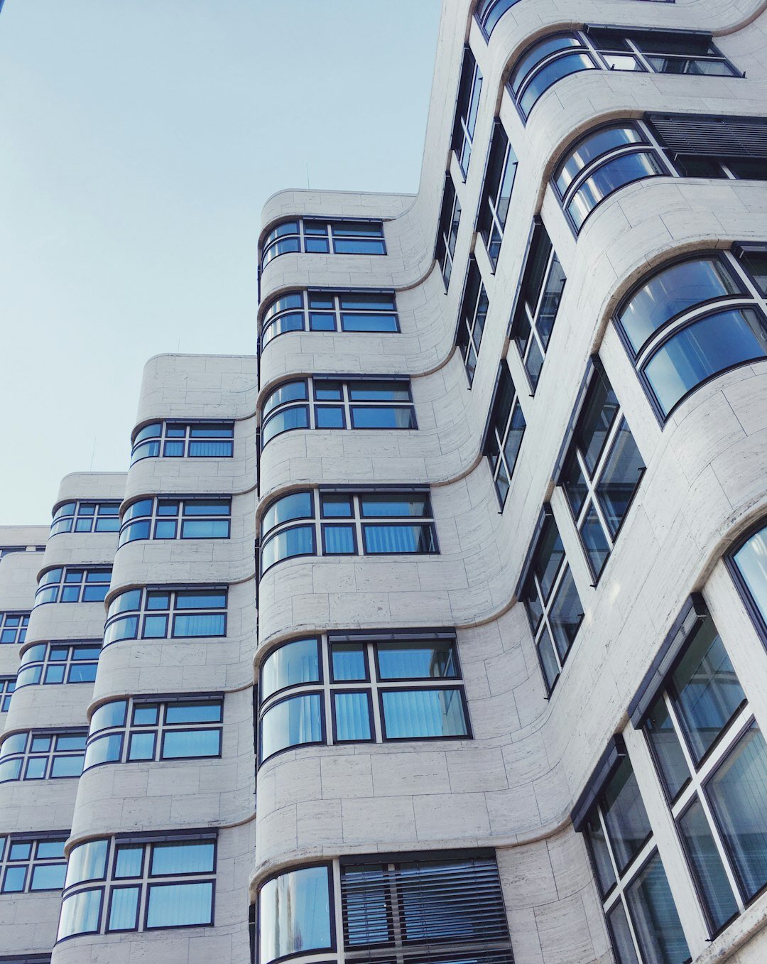 Modern glass office building exterior in a German city